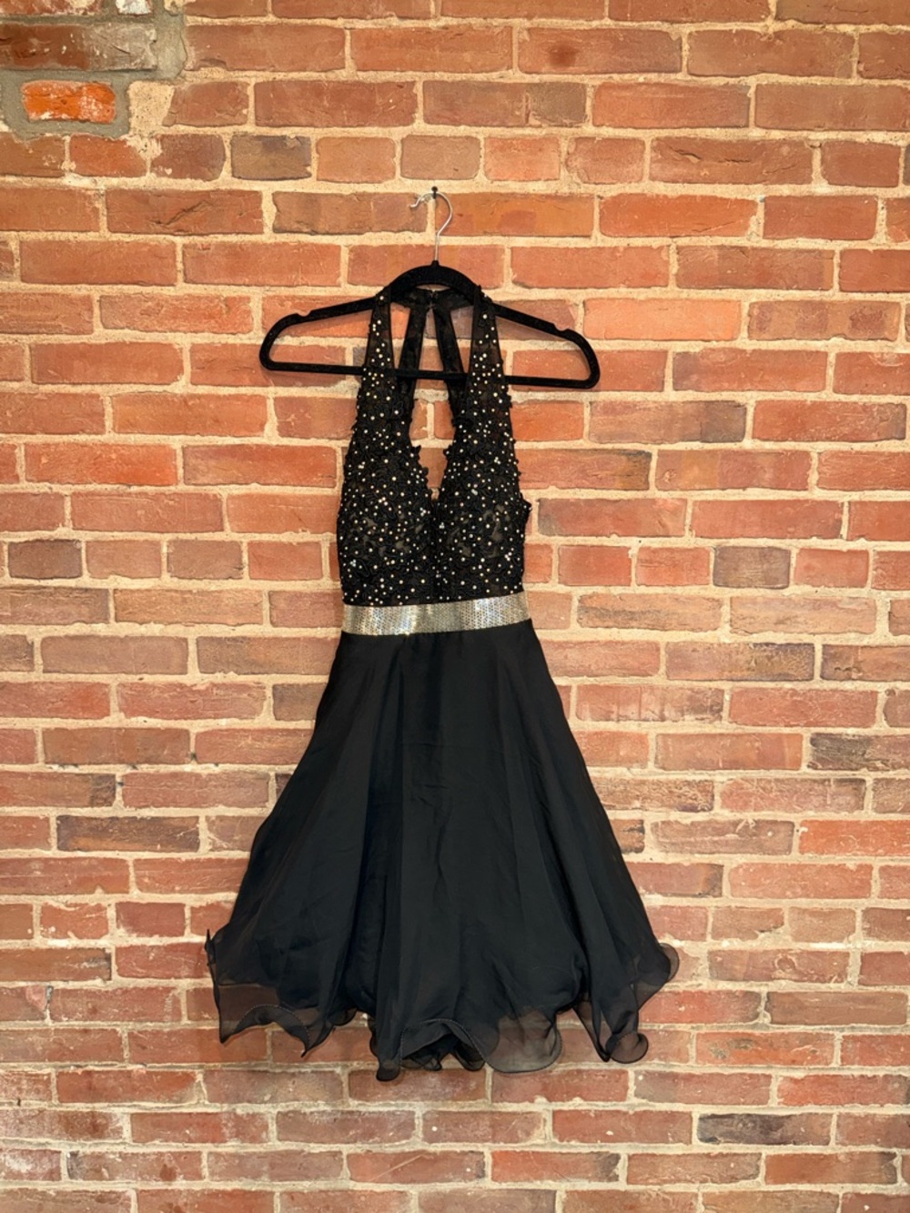 Mori Lee Black Evening Dress with Subtle Sheen